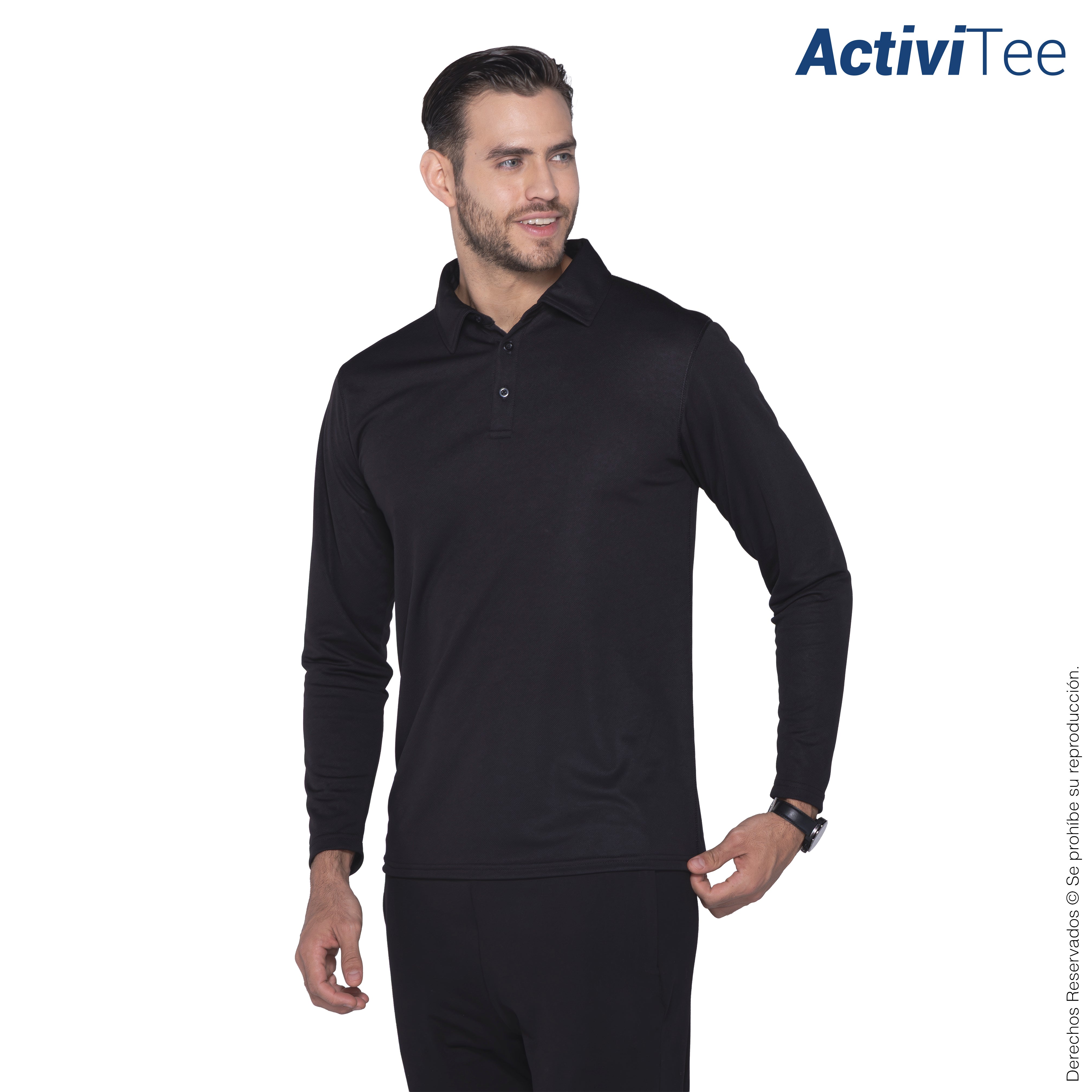 Playera Tipo Polo Manga Larga C1504