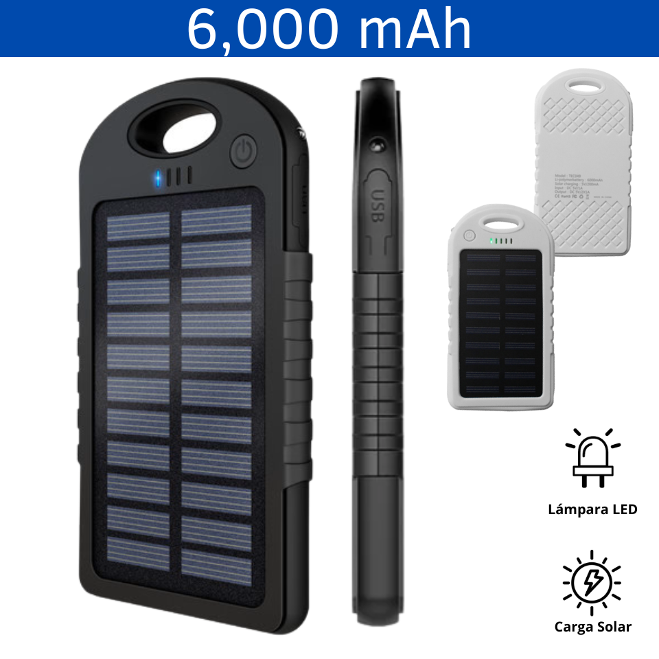 POWER BANK CON CELDA SOLAR DE 6,000 mAh