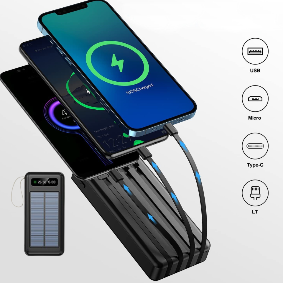 POWER BANK SOLAR 4 EN 1 DE 12,000 mAh vista 3