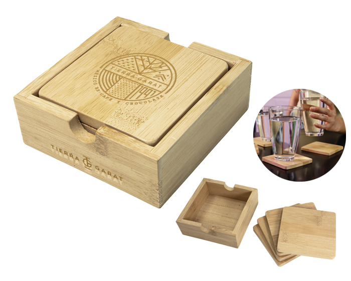 Juego de Portavasos de Bambú Mandala