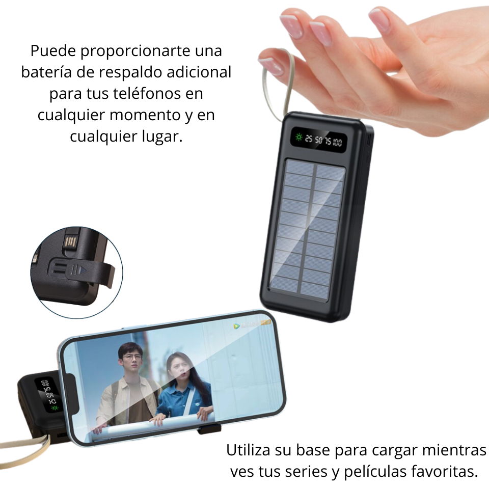 POWER BANK SOLAR 4 EN 1 DE 12,000 mAh vista 2