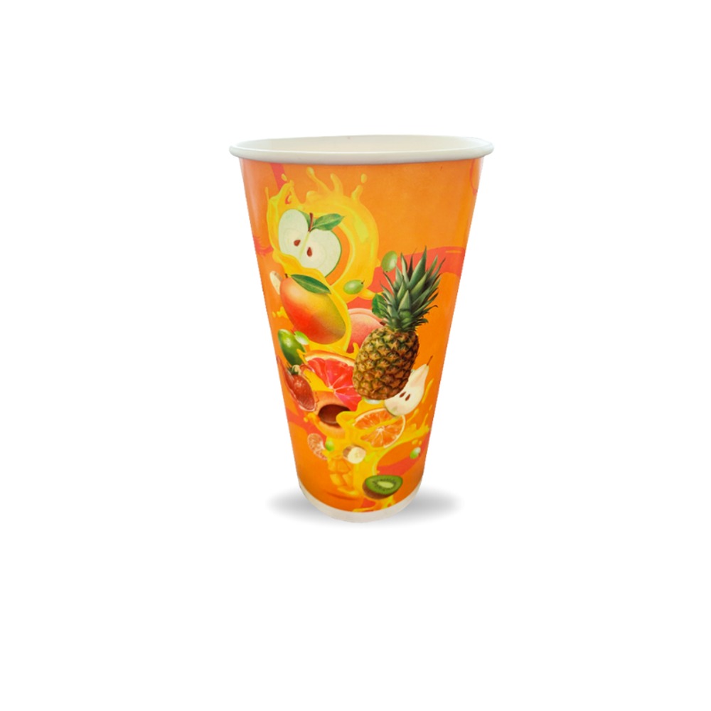 Vaso Papel Bebida Fría 32 Oz Frutas Naranja