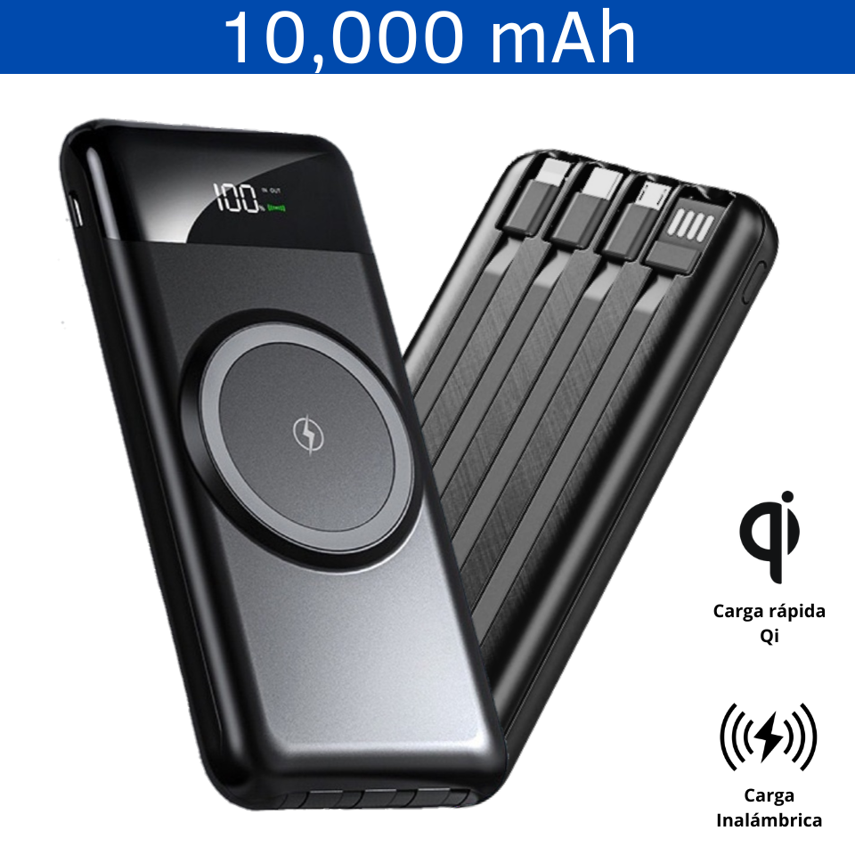 POWER BANK WIRELESS Qi 4 EN 1 DE 10,000 mAh